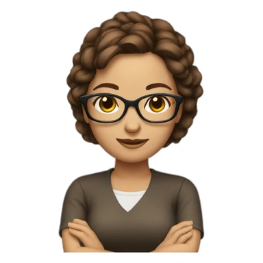 women brown hair tied with glasses crossing arms sticker
