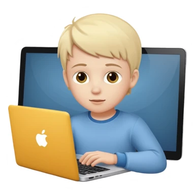 a white child programs on a laptop sticker