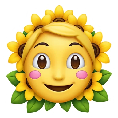 Smiling emoji with flowers that move sticker