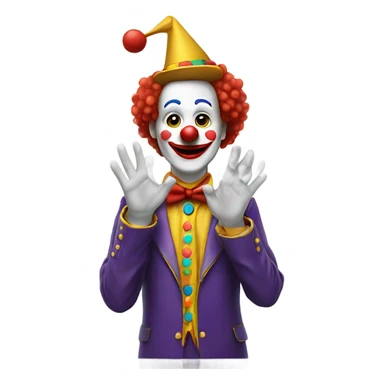 A clown with a hand over his head sticker