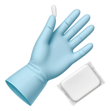 disposable gloves, cotton pads and swabs lying on a table sticker
