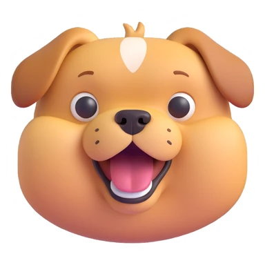 cute and friendly dog, 3D emoji style, round features, expressive face sticker