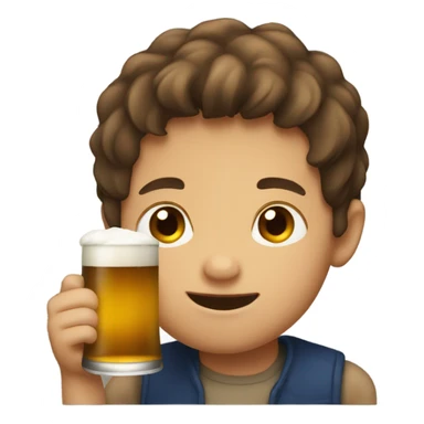 Brown hair boy drinking a beer sticker