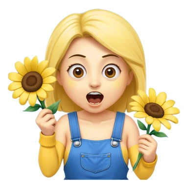 Minion cheerleader shouting with a flower sticker