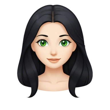 Beautiful lady with long black hair and green eyes looking happy  sticker