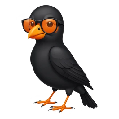 black bird with sunglasses and orange beak sticker