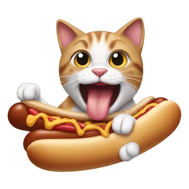 Cat eating hotdog sticker