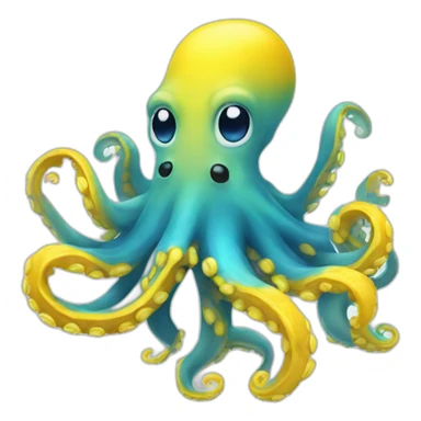 A blue octopus with a big smile with yellow under arms, blue coloured itself sticker