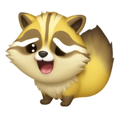 create me a cute  yellow raccoon emot crying sticker