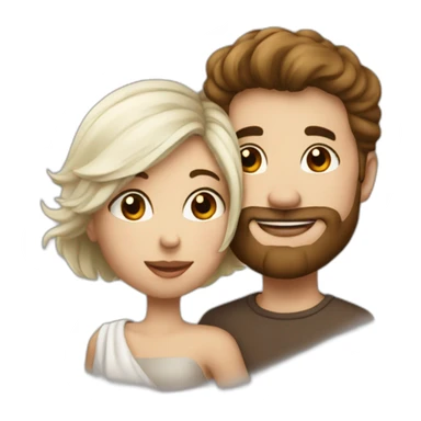 Couple bisous homme femme blanc brun sticker