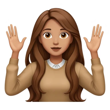 Women with long hair with her hands up and  sticker