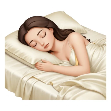 brunette girl peacefully sleeping with silk sheets sticker