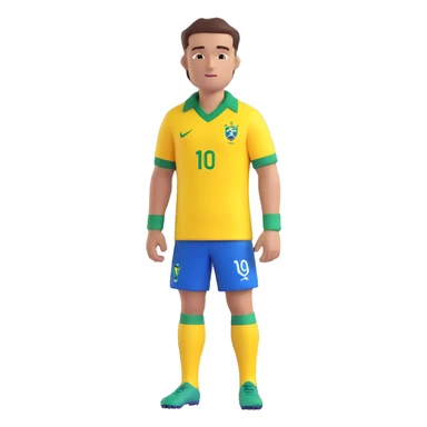 Brazil soccer national team jersey, classic yellow with green collar and cuffs, short sleeves, no text, minimal background sticker