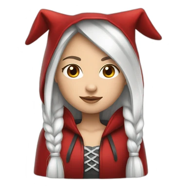 white-girl-long-straight-black-hair-with-white-streak-hair-and-red-ridding-hood sticker