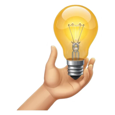 a hand holding a lightbulb sticker