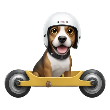 a dog in a helmet on rollers
 sticker