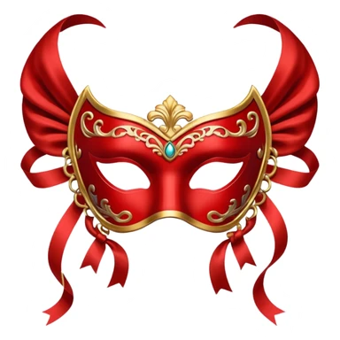 red mask with ribbons sticker