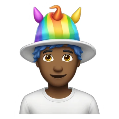 Posh-boy-with-rainbow-unicorn-hat sticker