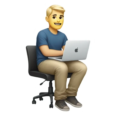 white-skinned male product designer sitting with macbook sticker
