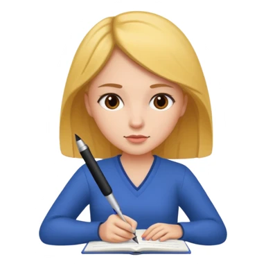 woman journaling with a pen sticker