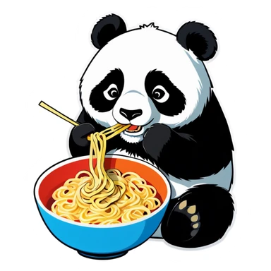 Panda eating noodles  sticker