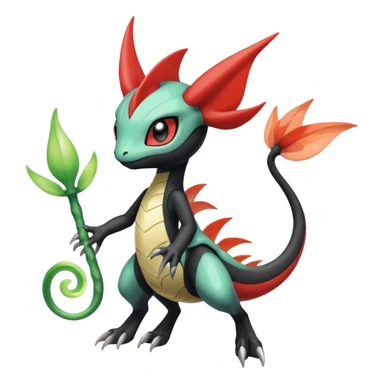 Splash-patterned emotional sparky sparky boom boom painful Meloetta-Guilmon-Salandit-Celebi-Pokémon-Fakémon-fusion-hybrid-creature sticker