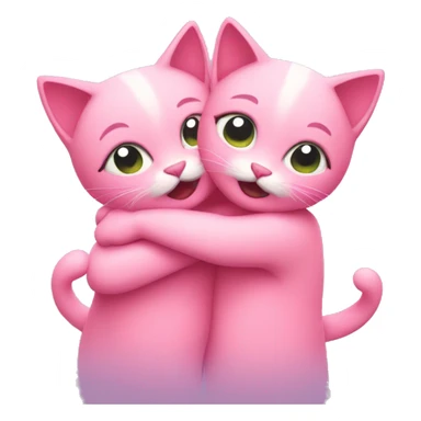 two pink cats hugging sticker