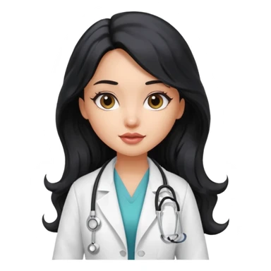 a pretty bratz light dusky girl s a doctor with long wavy black hair  sticker