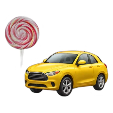 A car in the shape of a man and a candy on a stick in his mouth sticker