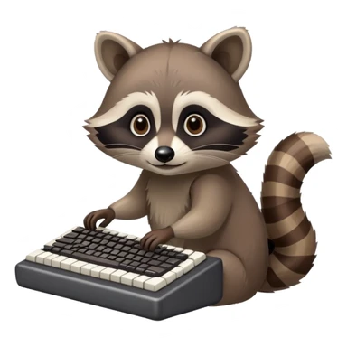 Raccoon with a keyboard sticker