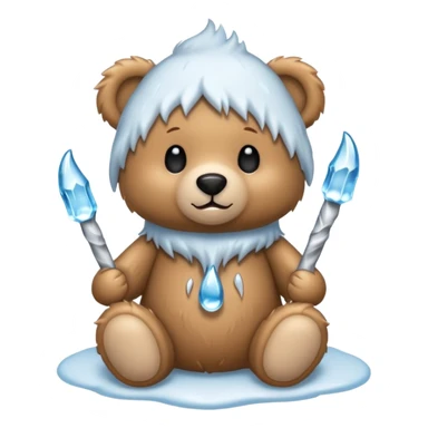 Teddy bear with icicles on her sticker