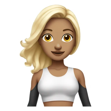 pretty contempary dancer wearing clean girl exersize gear with blonde h sticker