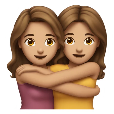 Realistic brown hair girl hugs realistic brown hair girl best friends sticker