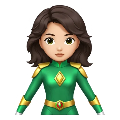 green Power Ranger Asian girl with dark brown wavy hair sticker