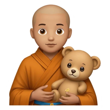 Monk with teddy bear toy  sticker