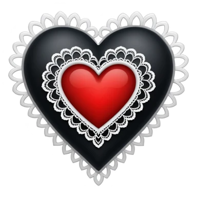 black heart with red center and white lace sticker