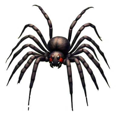 Huge spider sitting on grass with flowers, surrounded by a lush meadow. Detailed legs and body, with soft natural lighting enhancing its texture. Calm, serene background with vibrant greenery and a clear sky. Transparent background. sticker