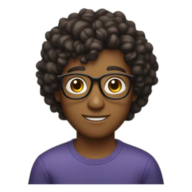 young guy with curly foffy hair with glasses sticker