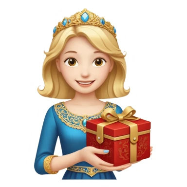 A smiling girl holding a beautiful box in her hand sticker