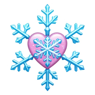 snowflake pink heart color white baby blue and baby pink glitter glow basic realist sticker