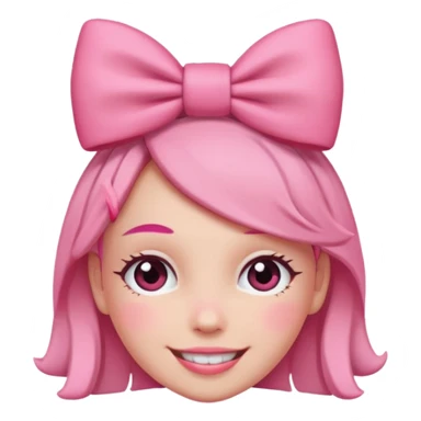 Blushing emoji with bow on head sticker