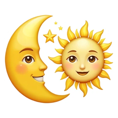 a really bright sun and a moon who shines because of it. the sun is bigger and the moon bright too sticker