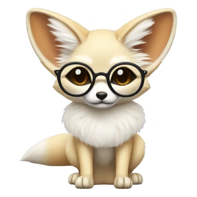 Fennec fox with white fur and circular glasses sticker