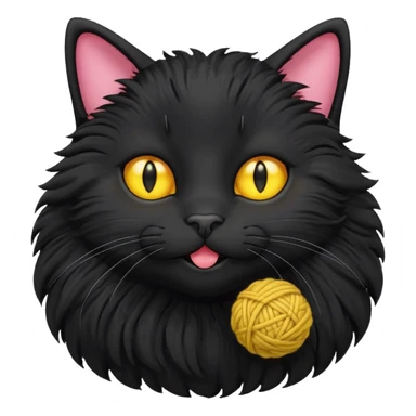 happy black cat playing with small ball of wool sticker