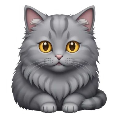 Grey fluffy cat sticker
