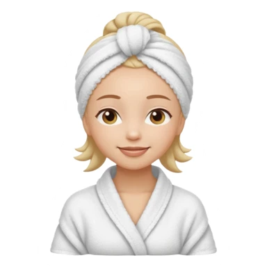 cute girl with her eyes closed and smiling, wearing a spa towel as her clothes in she has a spa towel on her hair sticker