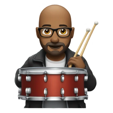 Bald Guy wearing glasses stubble white beardand playing drums sticker