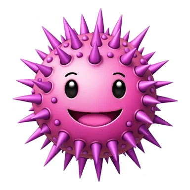 cartoon pink virus with spikes sticker
