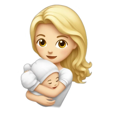 Femme blanche aux cheveux châtains et son bébé dans les bras sticker