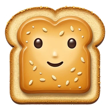 A slice of crispy golden toast with miso butter spread on top, rich brown glossy miso butter with sesame seeds, Japanese style, minimalist icon style sticker